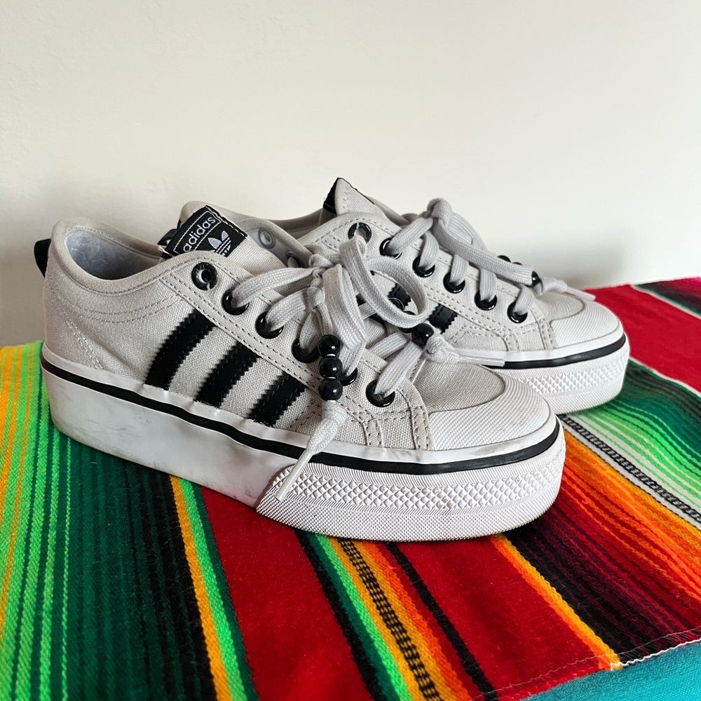 Black and Gray Adidas Nizza Platform Sneakers